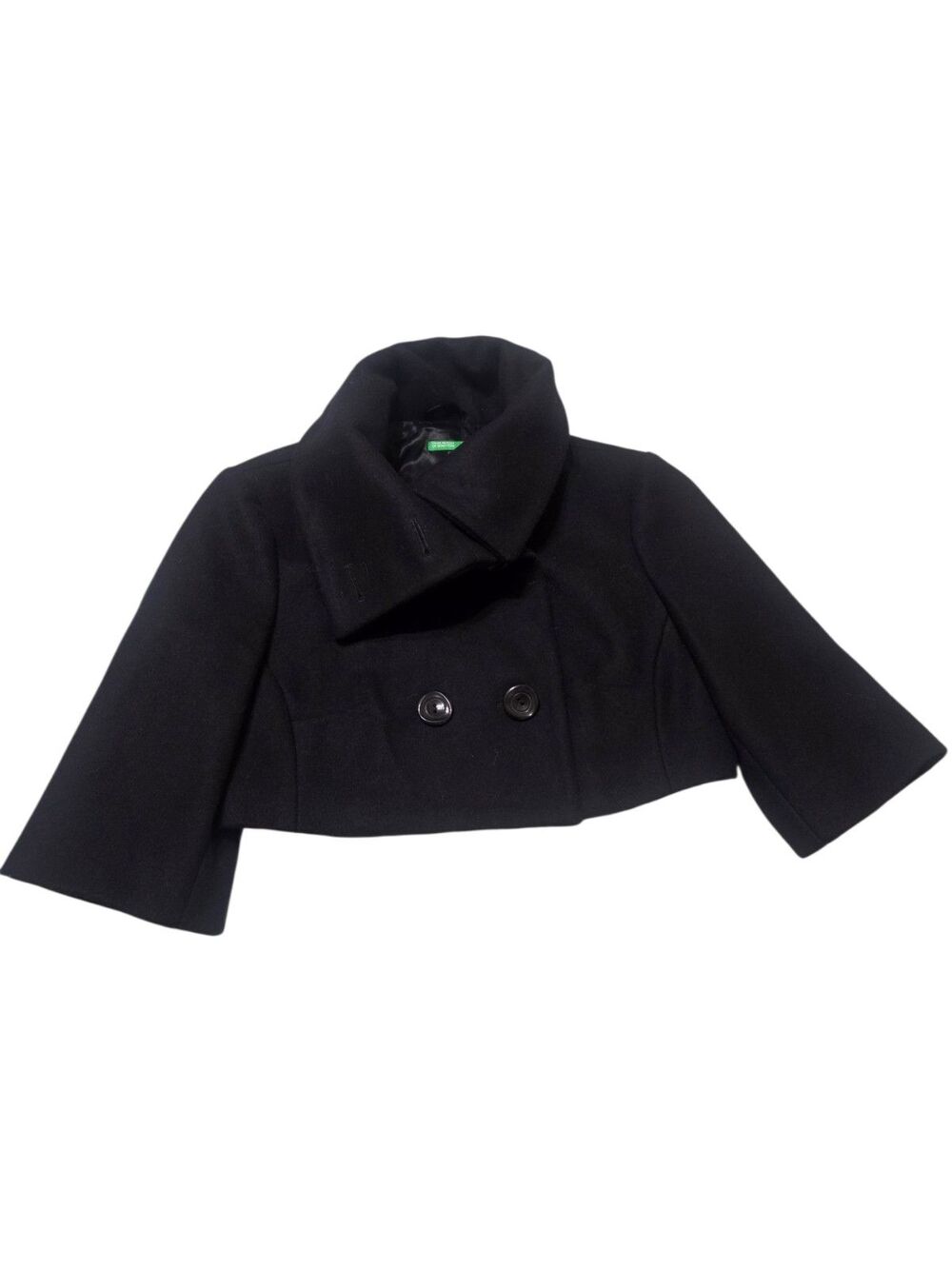 Vtg United Colors Of Benetton Wool Cropped Bolero Jacket EU 38 US 2 Black E19.1 - Picture 1 of 10